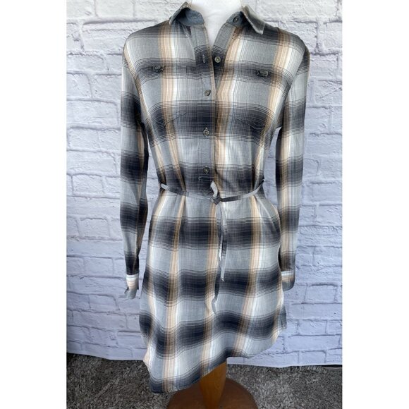 Patagonia Plaid Long Sleeve Dress - Gray and Tan - Picture 13 of 16